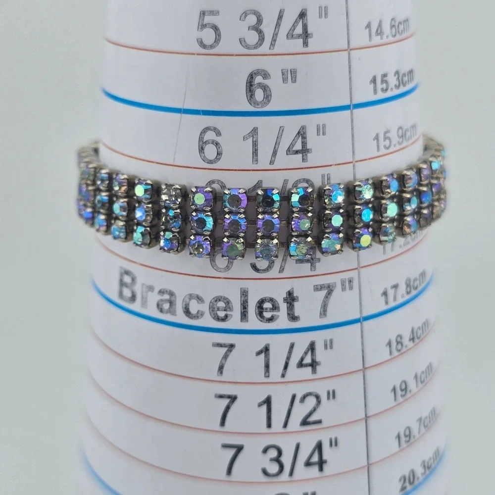 Vintage Weiss Blue AB Rhinestone Bracelet Size 6.5